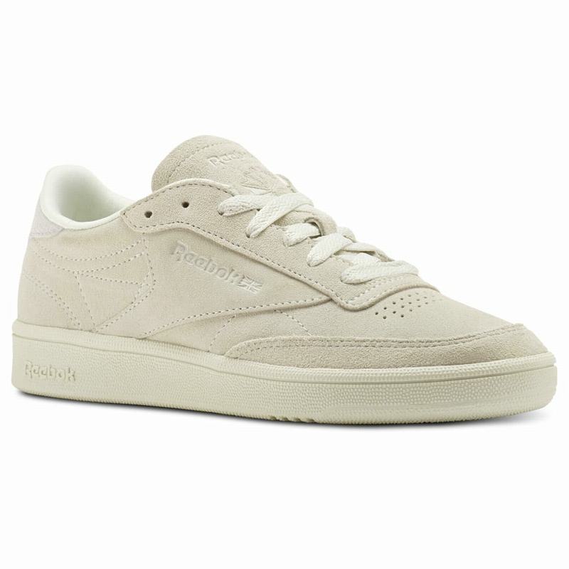 Reebok Club C 85 Nubuck Tenisky Damske - Béžové/Biele AW7867UM